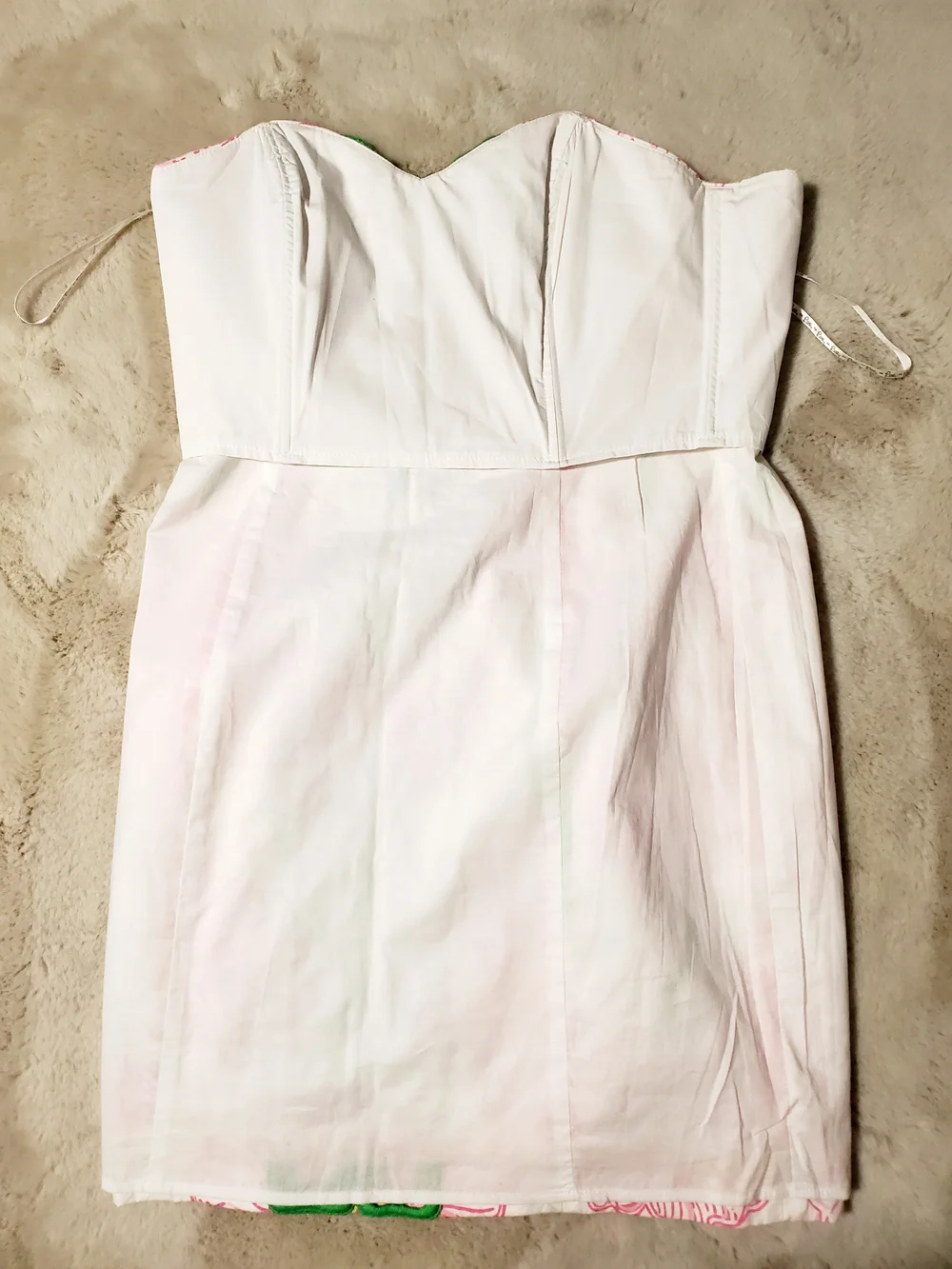 Lilly Pulitzer Inspired Strapless Floral Mini Dress Size 6 Pink Green Resortwear - Picture 13 of 14